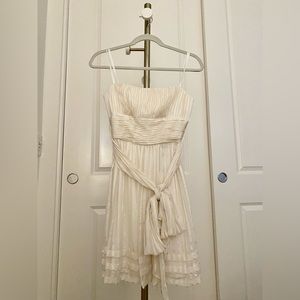 BCBGMAXAZRIA 100% silk white strapless dress holiday party bachelorette